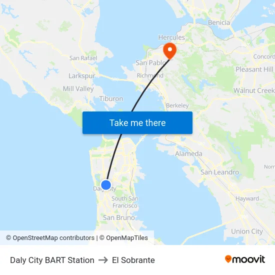 Daly City BART Station to El Sobrante map