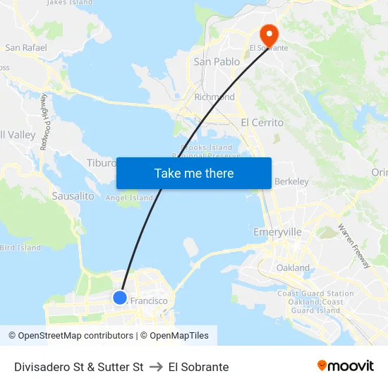 Divisadero St & Sutter St to El Sobrante map