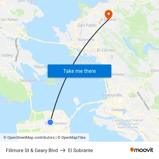 Fillmore St & Geary Blvd to El Sobrante map