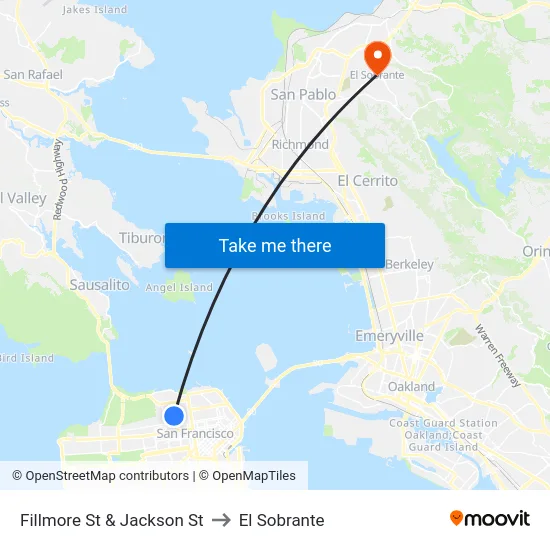 Fillmore St & Jackson St to El Sobrante map