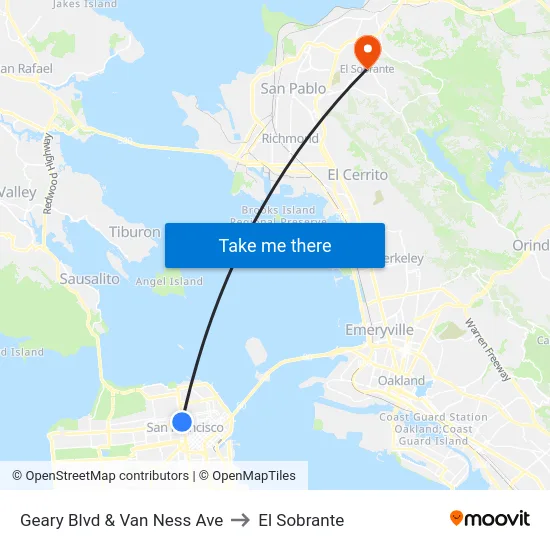 Geary Blvd & Van Ness Ave to El Sobrante map