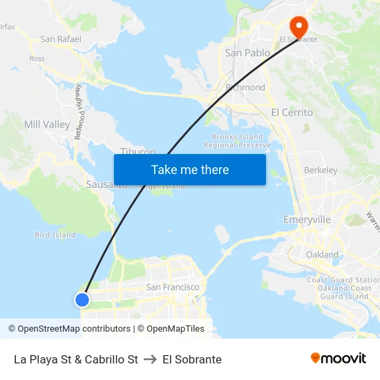La Playa St & Cabrillo St to El Sobrante map