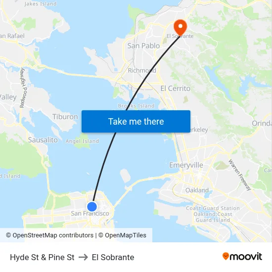 Hyde St & Pine St to El Sobrante map