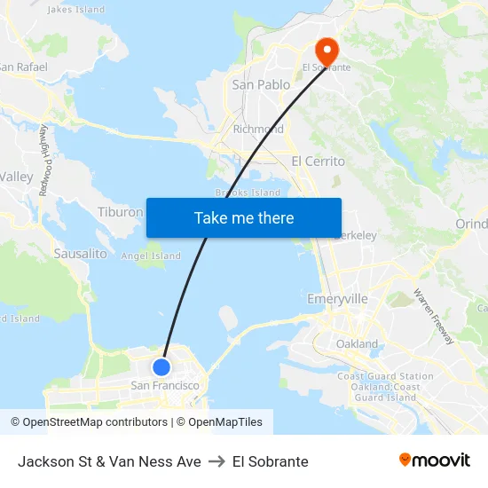 Jackson St & Van Ness Ave to El Sobrante map