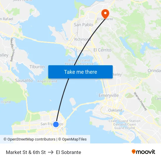Market St & 6th St to El Sobrante map