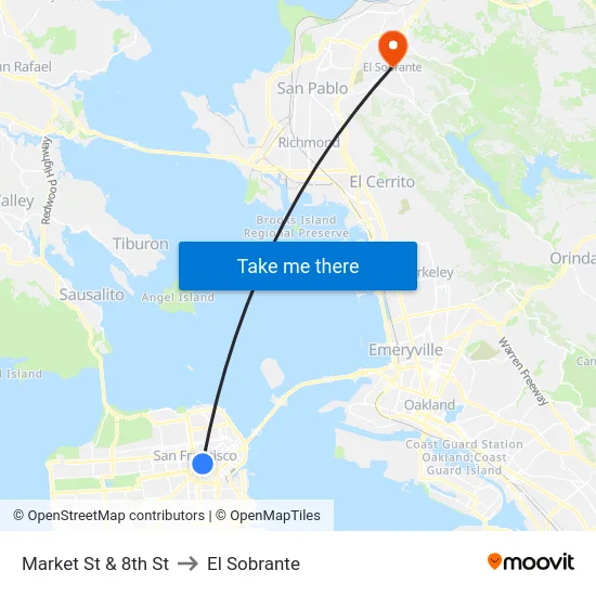 Market St & 8th St to El Sobrante map