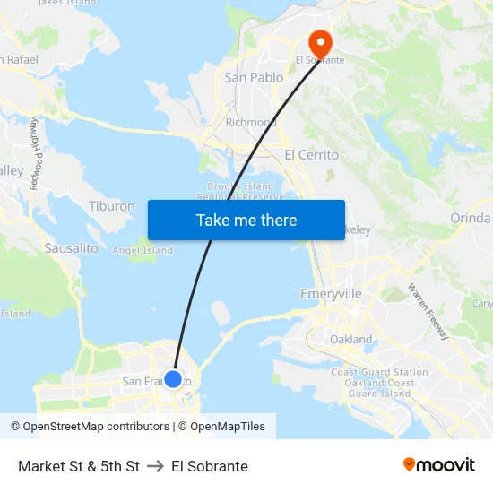 Market St & 5th St to El Sobrante map