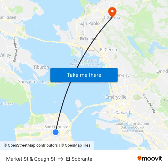 Market St & Gough St to El Sobrante map