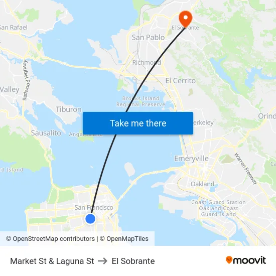 Market St & Laguna St to El Sobrante map