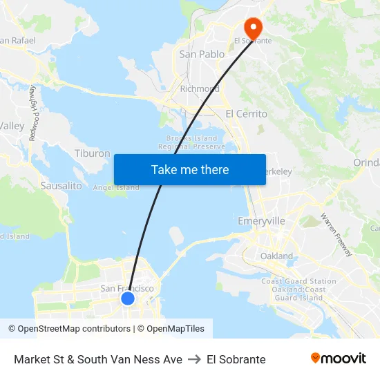 Market St & South Van Ness Ave to El Sobrante map