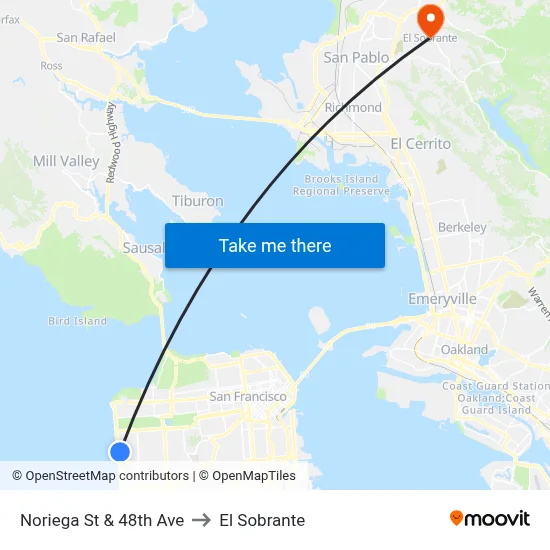 Noriega St & 48th Ave to El Sobrante map