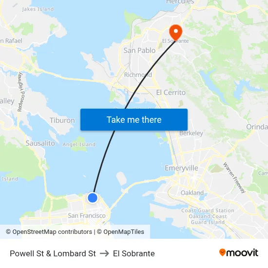 Powell St & Lombard St to El Sobrante map