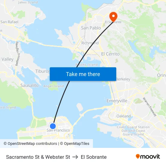 Sacramento St & Webster St to El Sobrante map