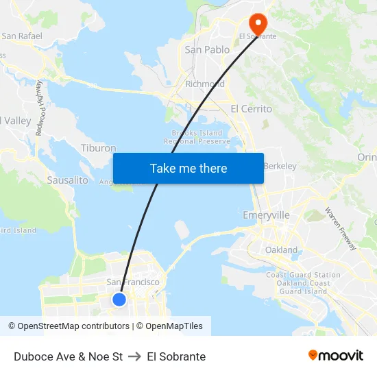 Duboce Ave & Noe St to El Sobrante map