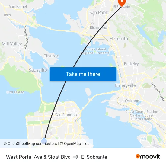 West Portal Ave & Sloat Blvd to El Sobrante map