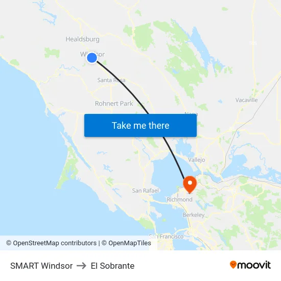 SMART Windsor to El Sobrante map