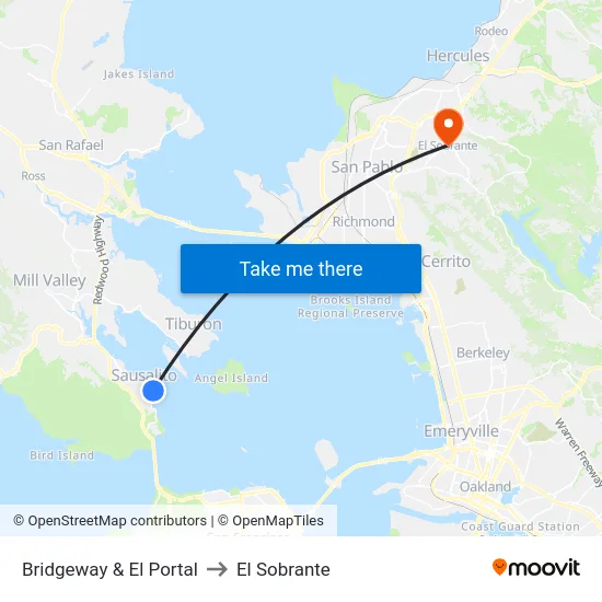 Bridgeway & El Portal to El Sobrante map