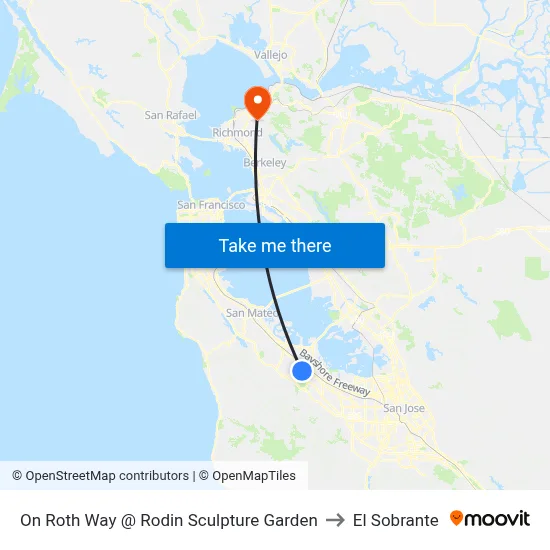 On Roth Way @ Rodin Sculpture Garden to El Sobrante map