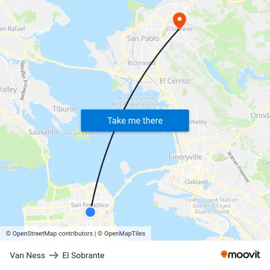 Van Ness to El Sobrante map