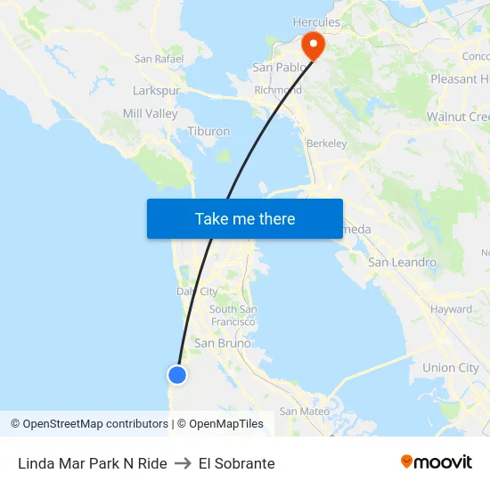 Linda Mar Park N Ride to El Sobrante map