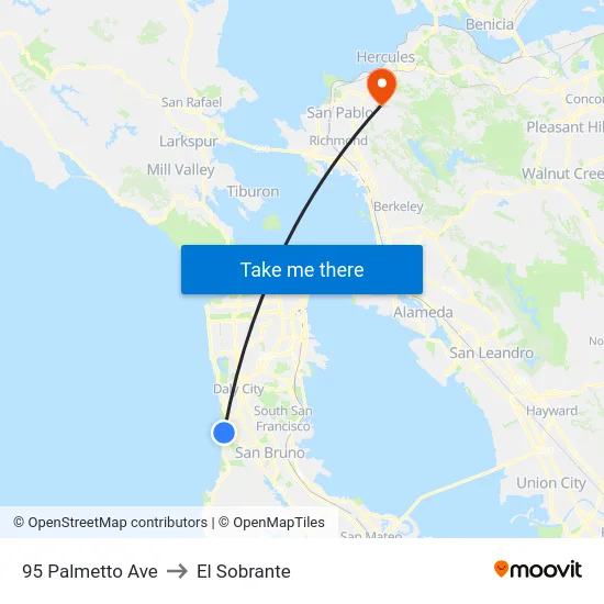 95 Palmetto Ave to El Sobrante map
