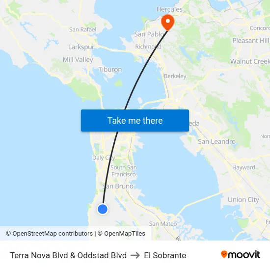 Terra Nova Blvd & Oddstad Blvd to El Sobrante map