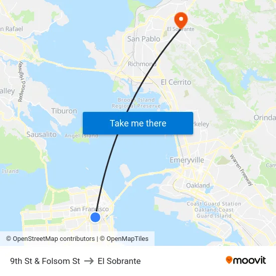 9th St & Folsom St to El Sobrante map