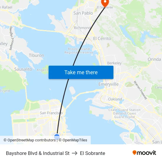 Bayshore Blvd & Industrial St to El Sobrante map
