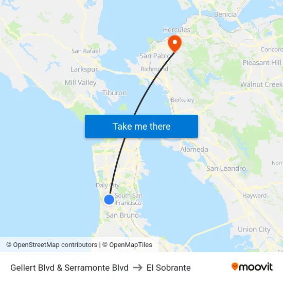 Gellert Blvd & Serramonte Blvd to El Sobrante map
