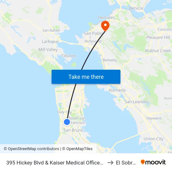 395 Hickey Blvd & Kaiser Medical Offices Driveway to El Sobrante map