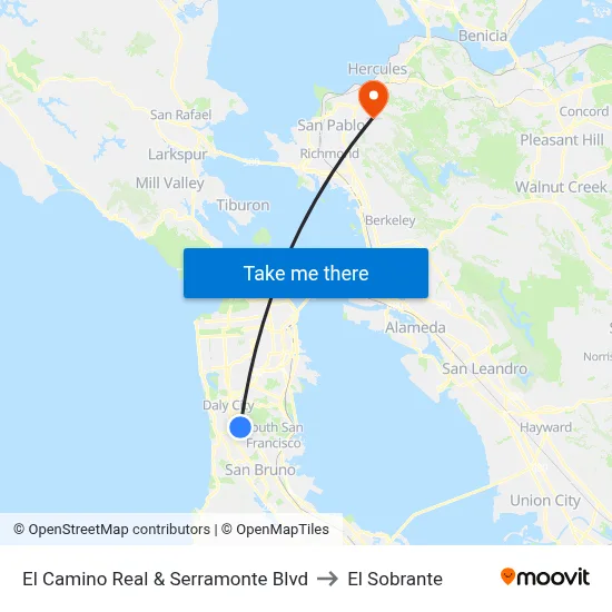El Camino Real & Serramonte Blvd to El Sobrante map