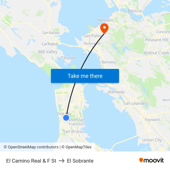 El Camino Real & F St to El Sobrante map
