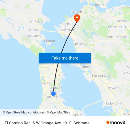 El Camino Real & W Orange Ave to El Sobrante map