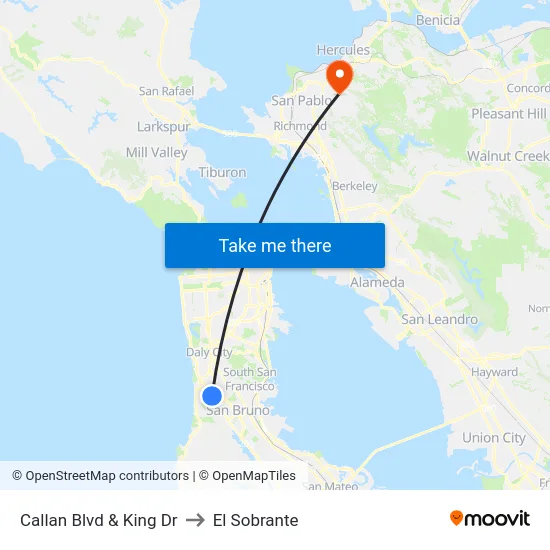 Callan Blvd & King Dr to El Sobrante map