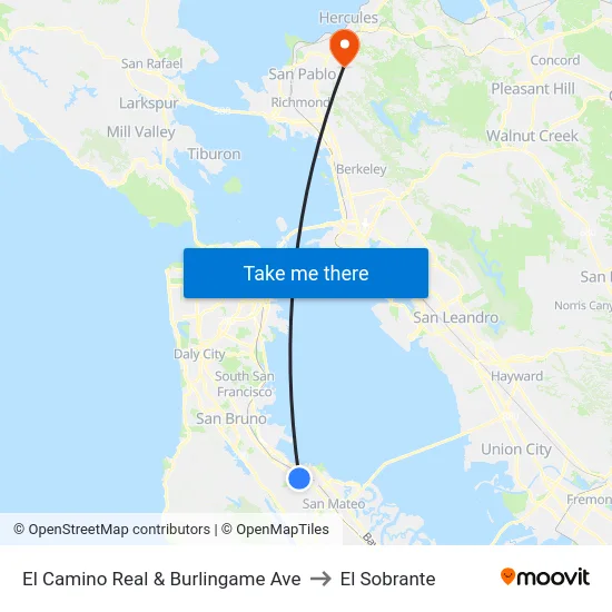 El Camino Real & Burlingame Ave to El Sobrante map