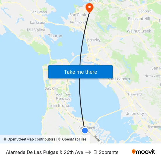 Alameda De Las Pulgas & 26th Ave to El Sobrante map
