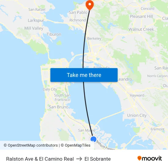 Ralston Ave & El Camino Real to El Sobrante map
