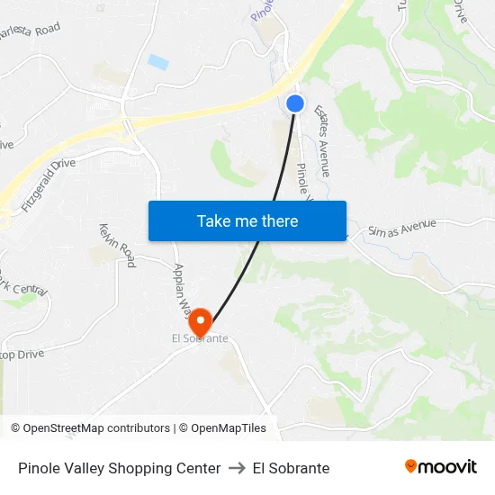 Pinole Valley Shopping Center to El Sobrante map