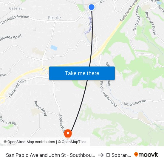 San Pablo Ave and John St - Southbound to El Sobrante map