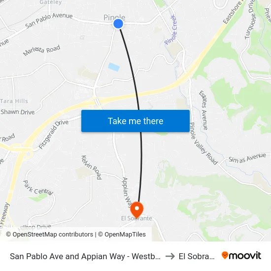 San Pablo Ave and Appian Way - Westbound to El Sobrante map
