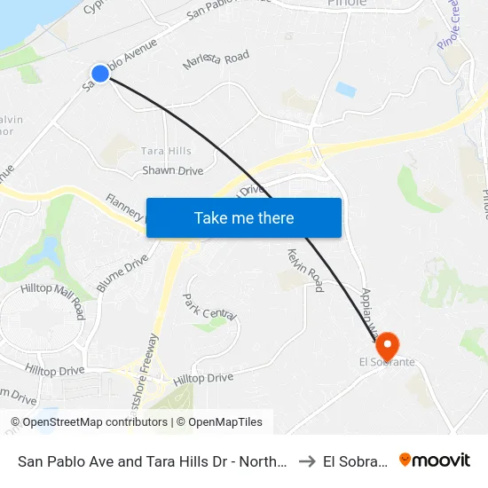 San Pablo Ave and Tara Hills Dr - Northbound to El Sobrante map