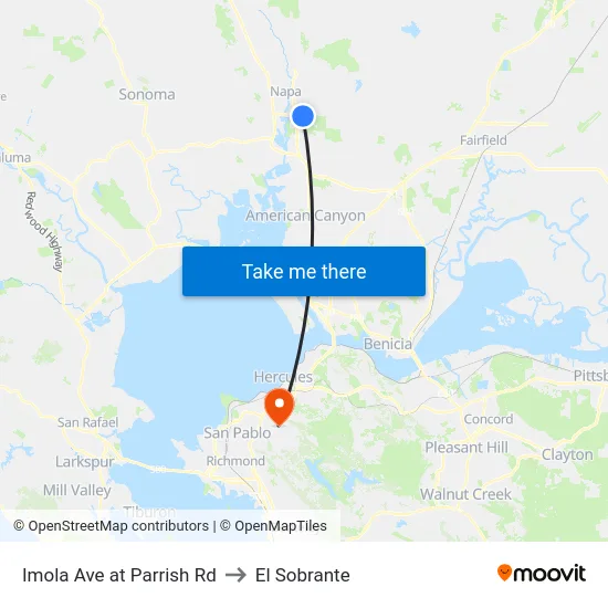 Imola Ave at Parrish Rd to El Sobrante map