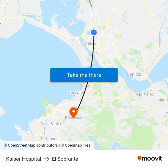 Kaiser Hospital to El Sobrante map