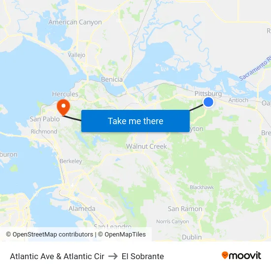 Atlantic Ave & Atlantic Cir to El Sobrante map