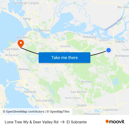 Lone Tree Wy & Deer Valley Rd to El Sobrante map
