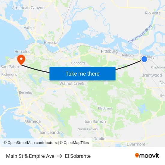 Main St & Empire Ave to El Sobrante map