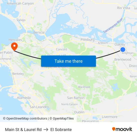 Main St & Laurel Rd to El Sobrante map