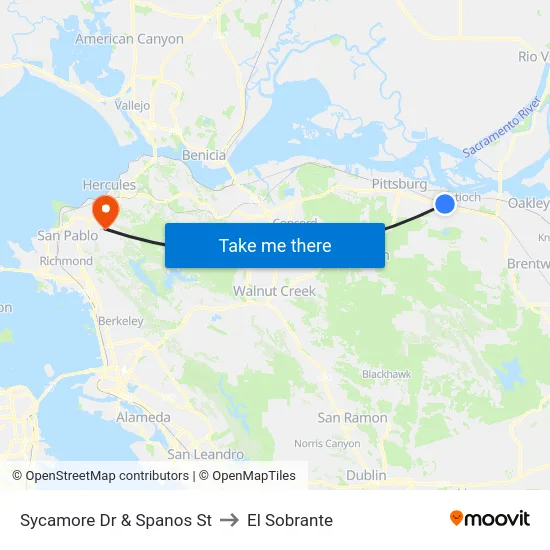 Sycamore Dr & Spanos St to El Sobrante map