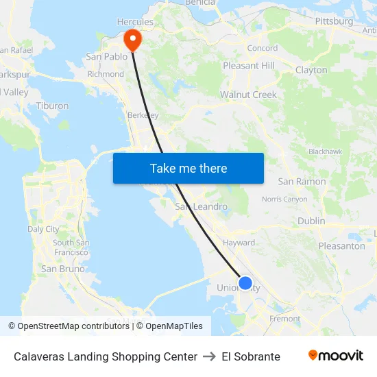 Calaveras Landing Shopping Center to El Sobrante map