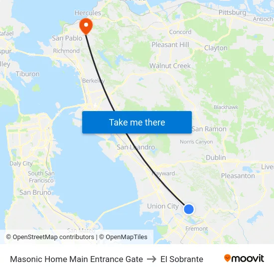 Masonic Home Main Entrance Gate to El Sobrante map